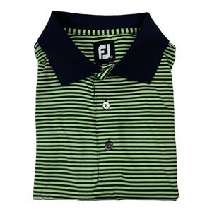 FootJoy FJ Navy Blue & Green Stripe Short Sleeve Golf Polo Mens Size Medium M